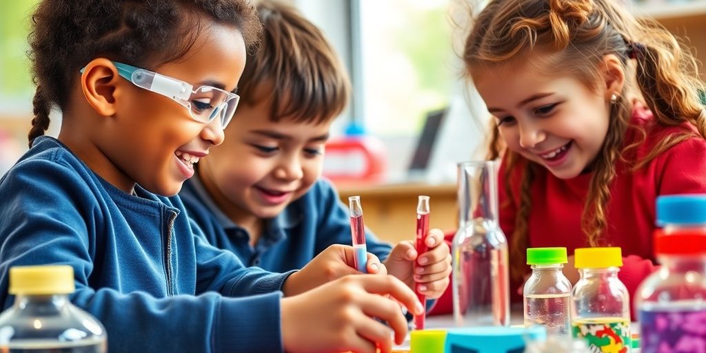 Children exploring science with hands-on activities and tools.