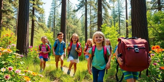 Children exploring a forest, embodying the spirit of adventure.