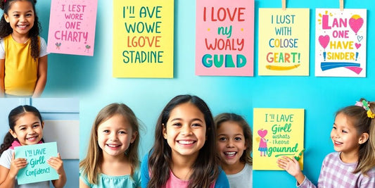 Confident girls with empowering posters.
