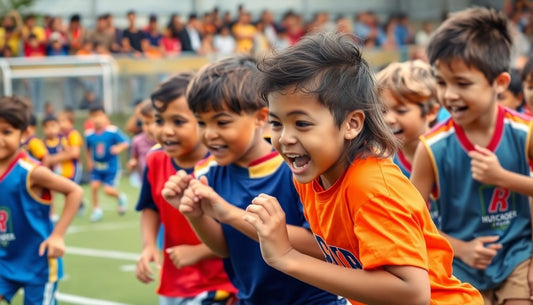 Kids playing sports with passion and determination on the field.