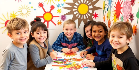 Children creating colorful personalized wall art.