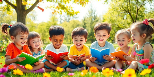 Children exploring creativity in a sunny park setting.