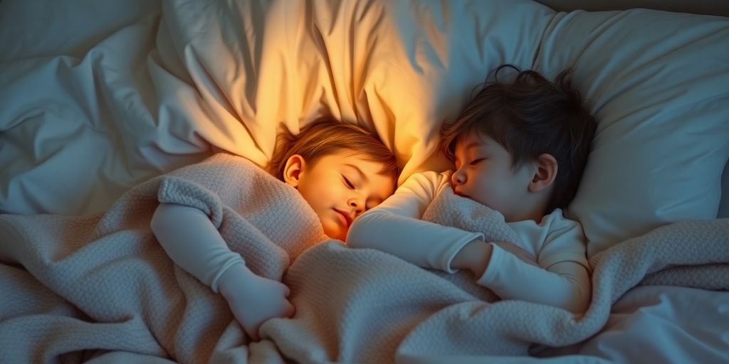 Children peacefully sleeping with cozy blankets.