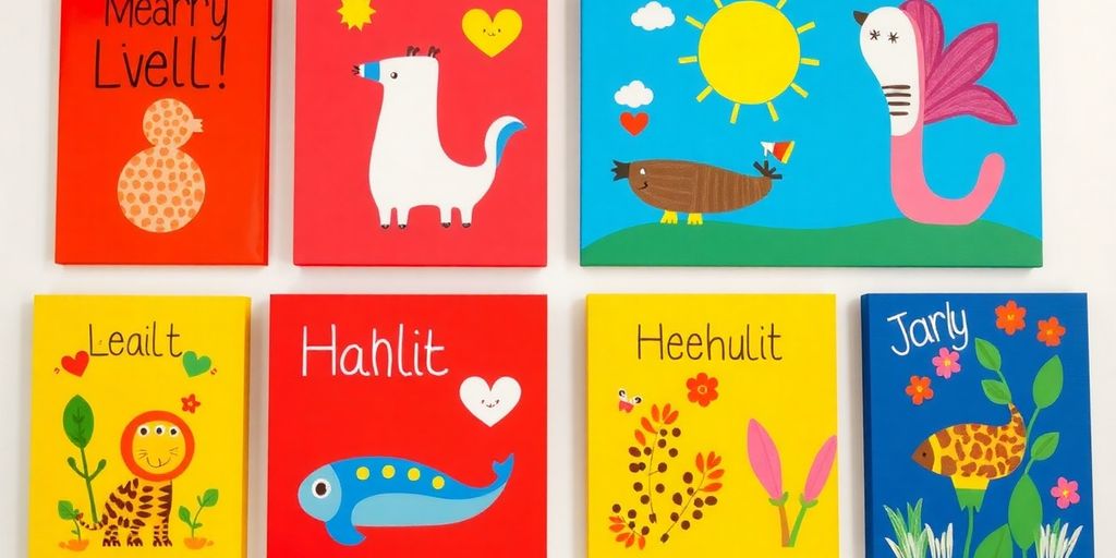 Colorful kids' wall art brightening a room.