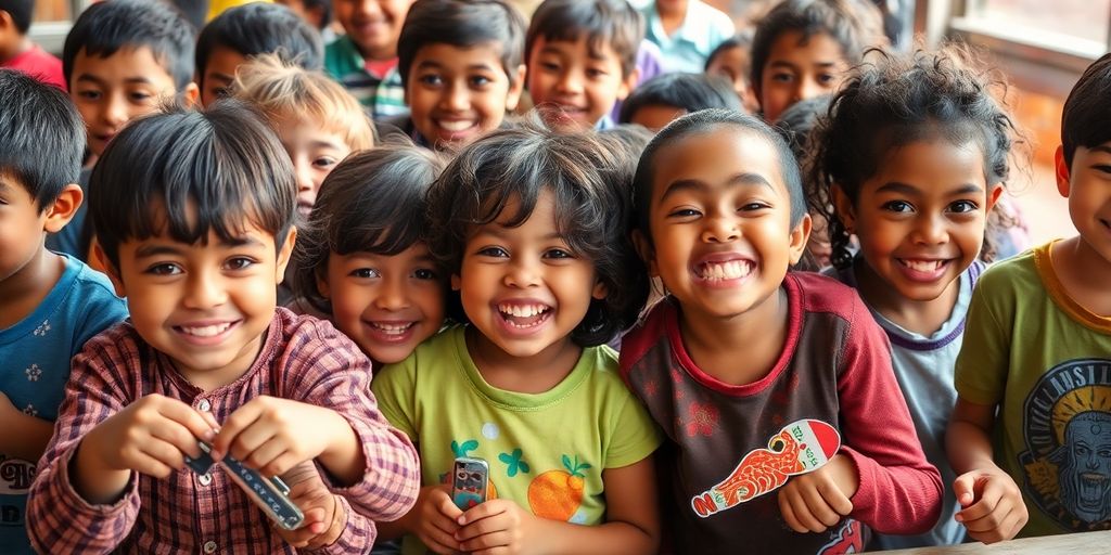 Children enthusiastically trying new activities.