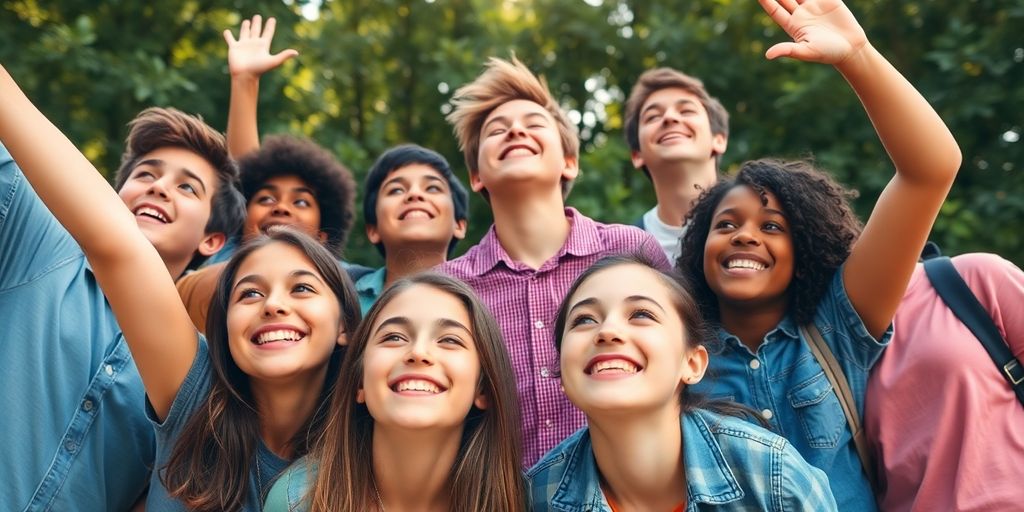 Preteens smiling and looking forward to new adventures.