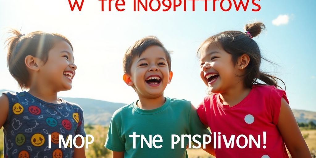 Children laughing and playing outside, radiating joy and positivity.