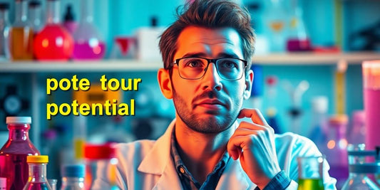 Scientist in lab, deep in thought, colorful equipment around.