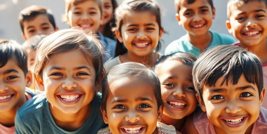 Diverse children smiling, radiating confidence and positivity.