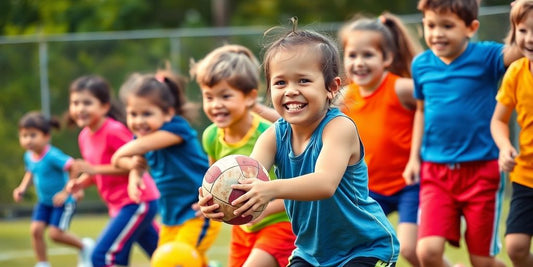 Children playing sports, showing teamwork and excitement.