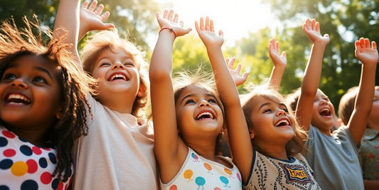 Children confidently reaching for stars.