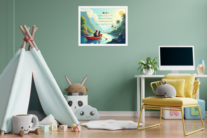 Personalized adventure quote poster for kids to spark imagination and creativity.
