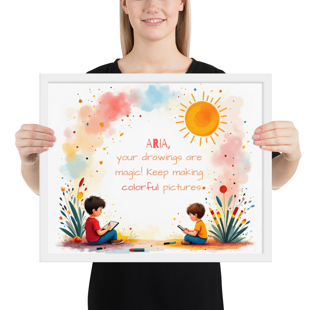 Customized artist quote poster for kids with motivational quotes to create magic.