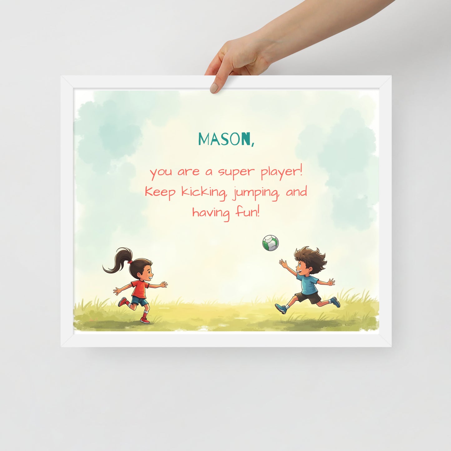 Motivational personalized athlete poster for kids to foster teamwork and enthusiasm.