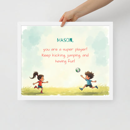 Motivational personalized athlete poster for kids to foster teamwork and enthusiasm.