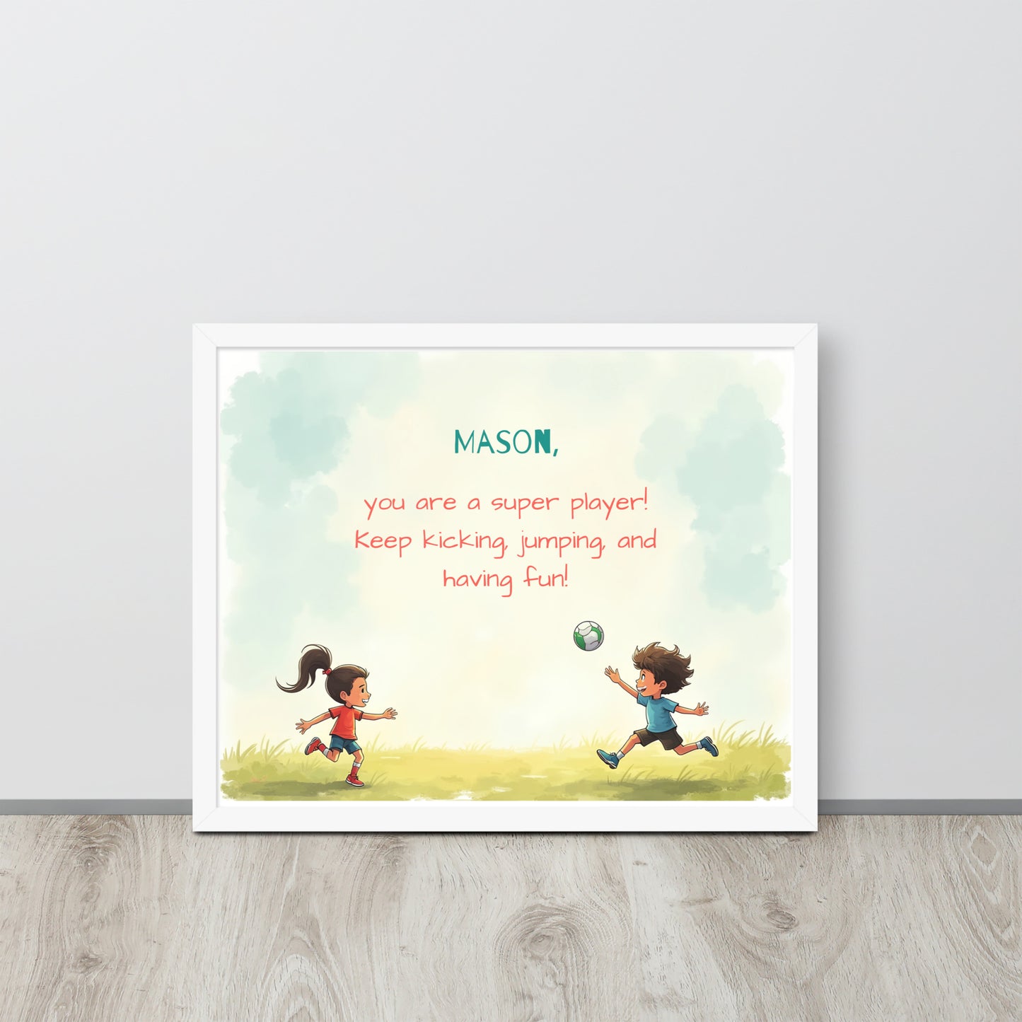 Athlete-themed personalized quote poster for kids designed to build team spirit and motivation.