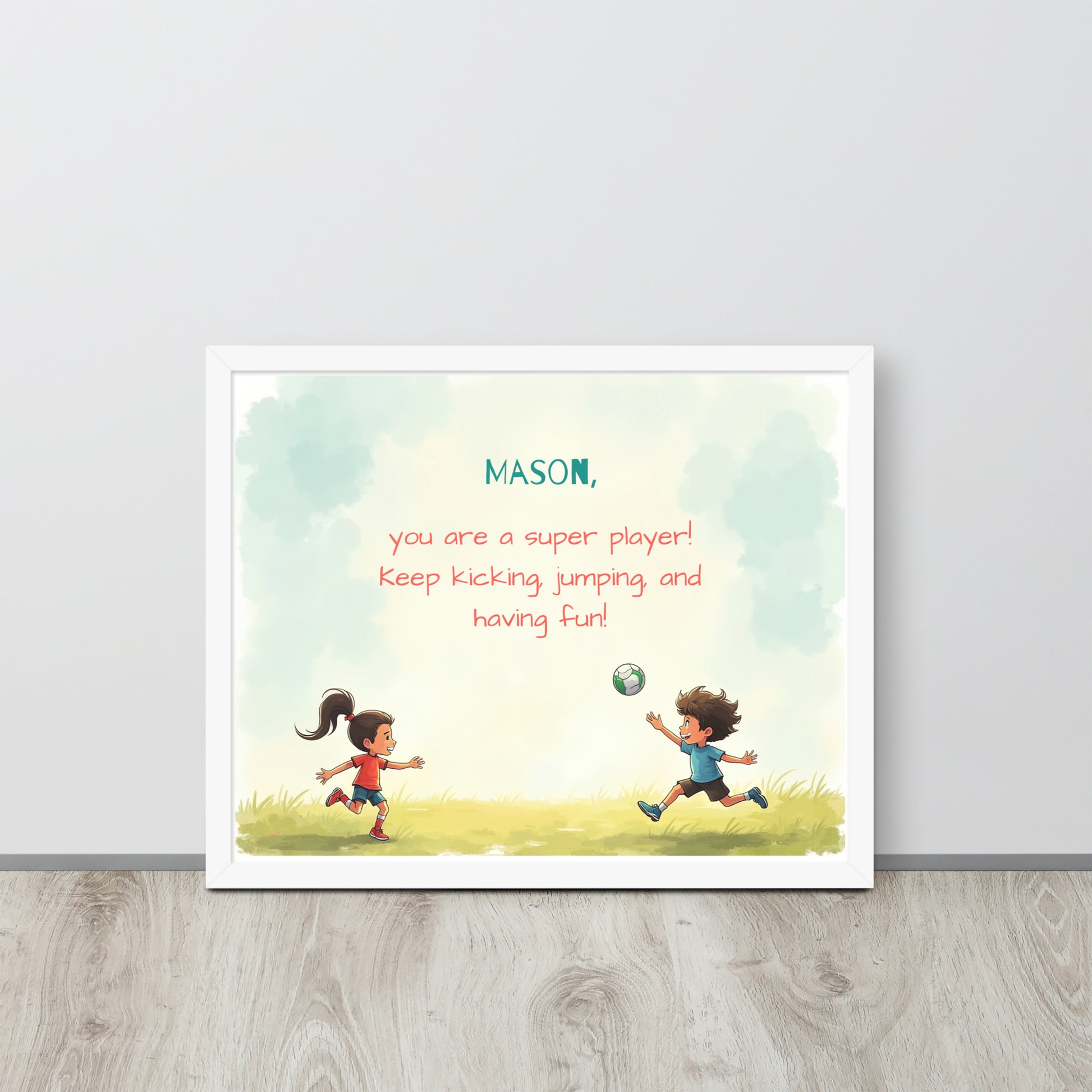 Athlete-themed personalized quote poster for kids designed to build team spirit and motivation.