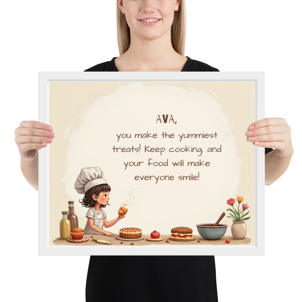 Customized chef quote poster for kids encouraging a love for cooking and passion in the kitchen.
