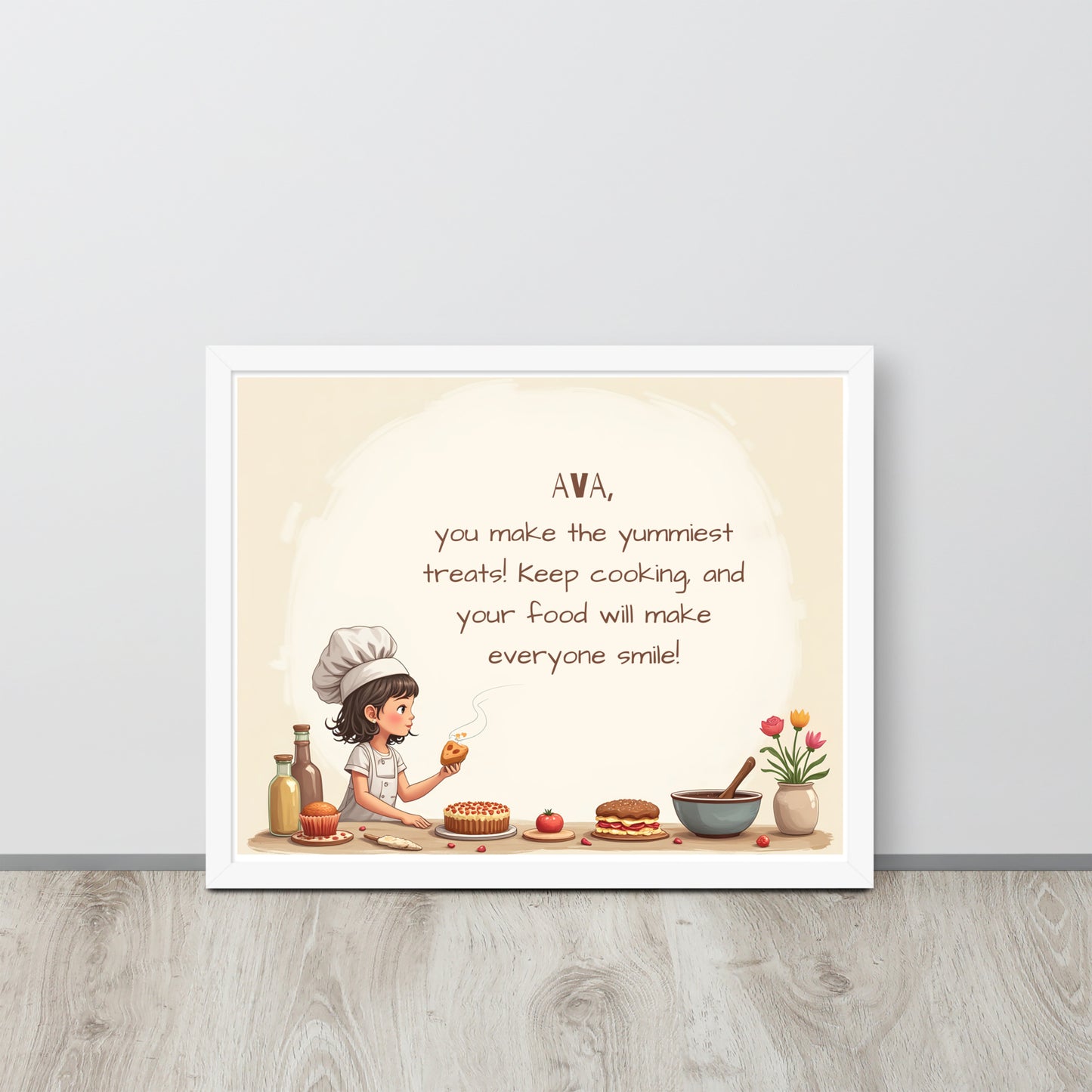 Motivational personalized chef poster for kids to encourage cooking with passion and imagination.