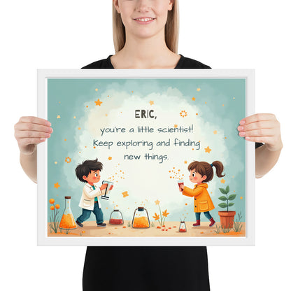 Customized scientist quote poster for kids encouraging curiosity and a passion for science.