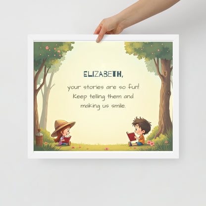Storyteller-themed personalized quote poster for kids designed to ignite joy and creativity.